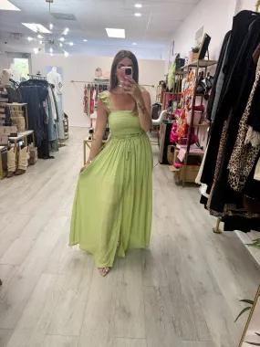 Lime Smocked Top & Skirt Set