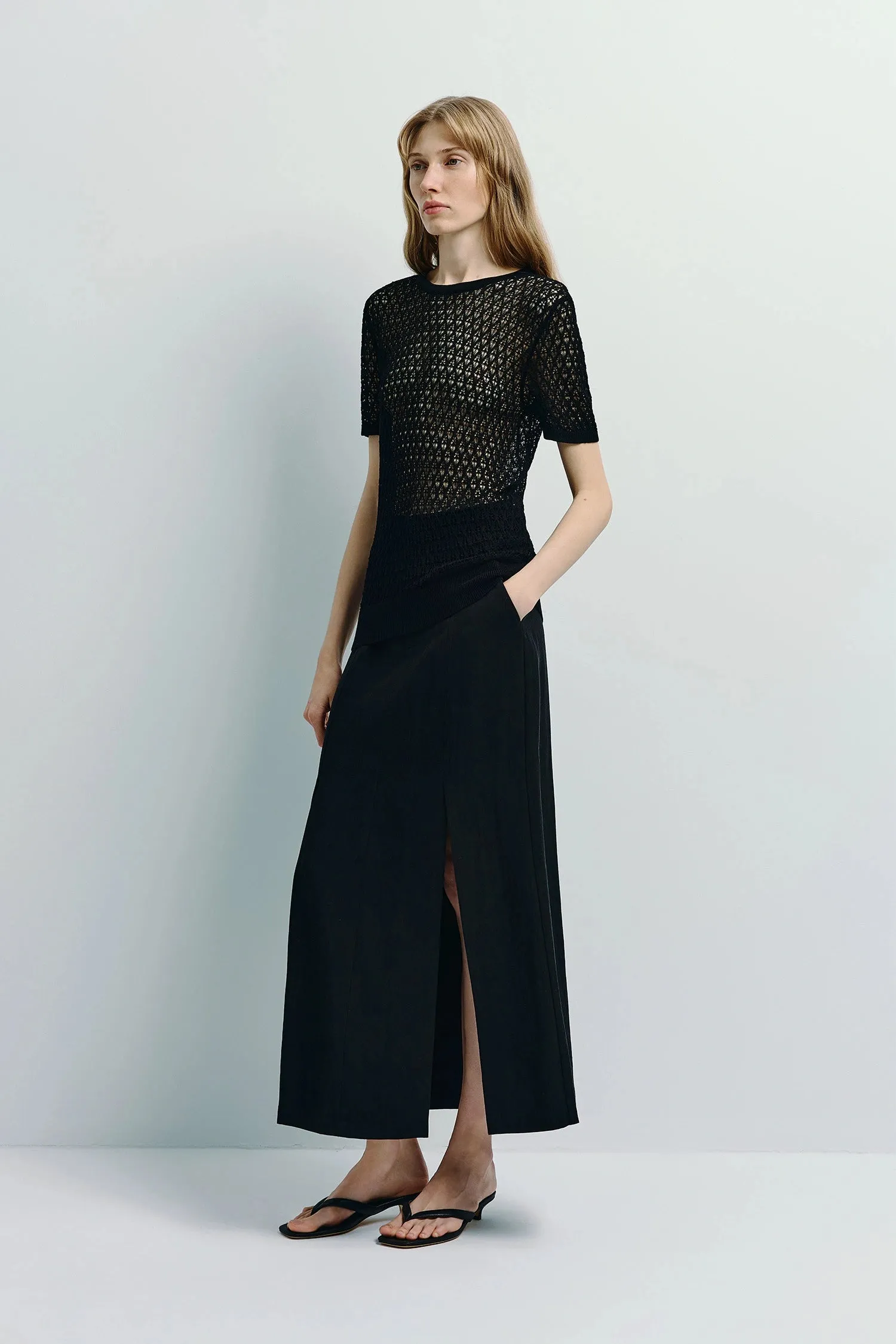 Mavis Slit Front Midi Skirt