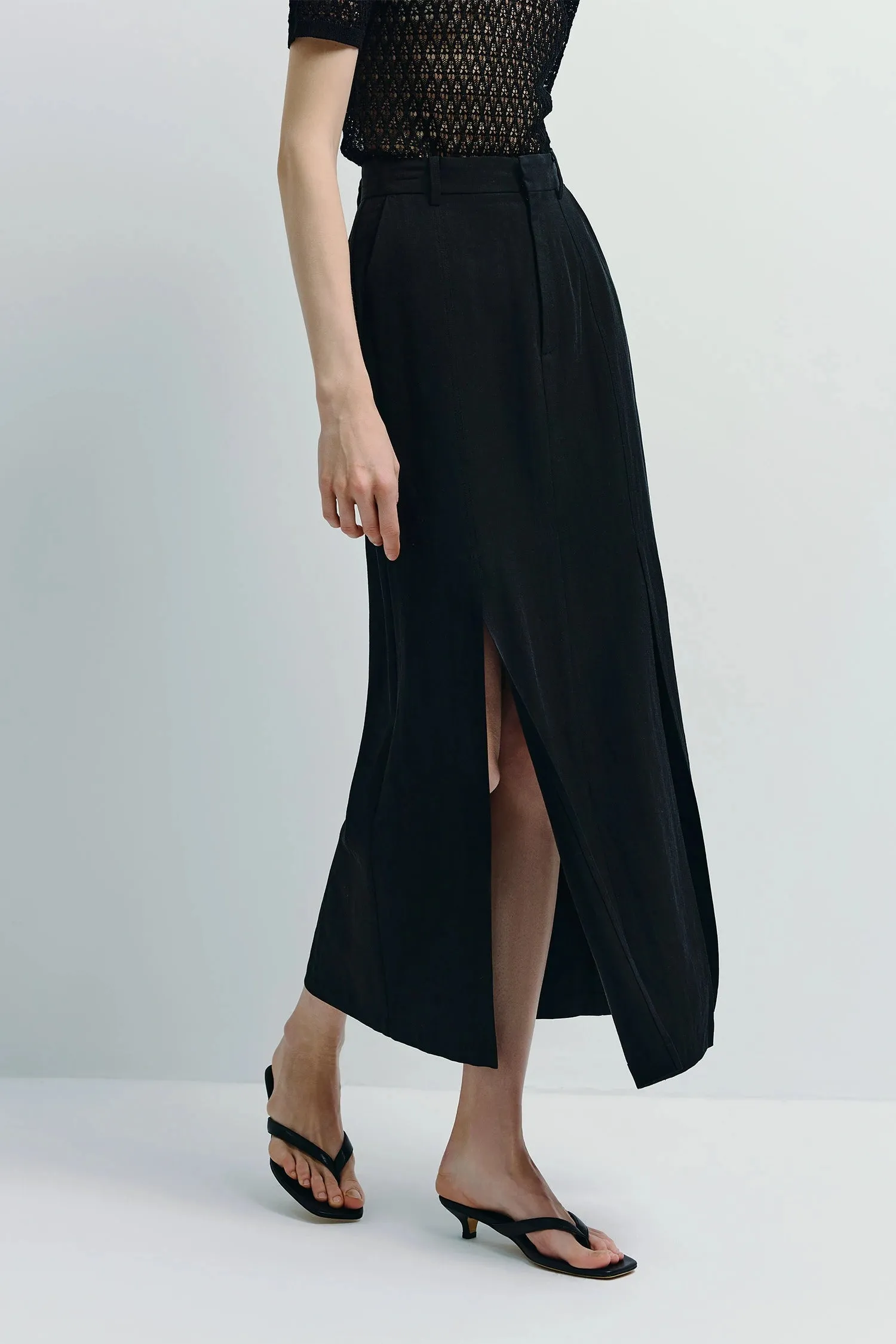 Mavis Slit Front Midi Skirt