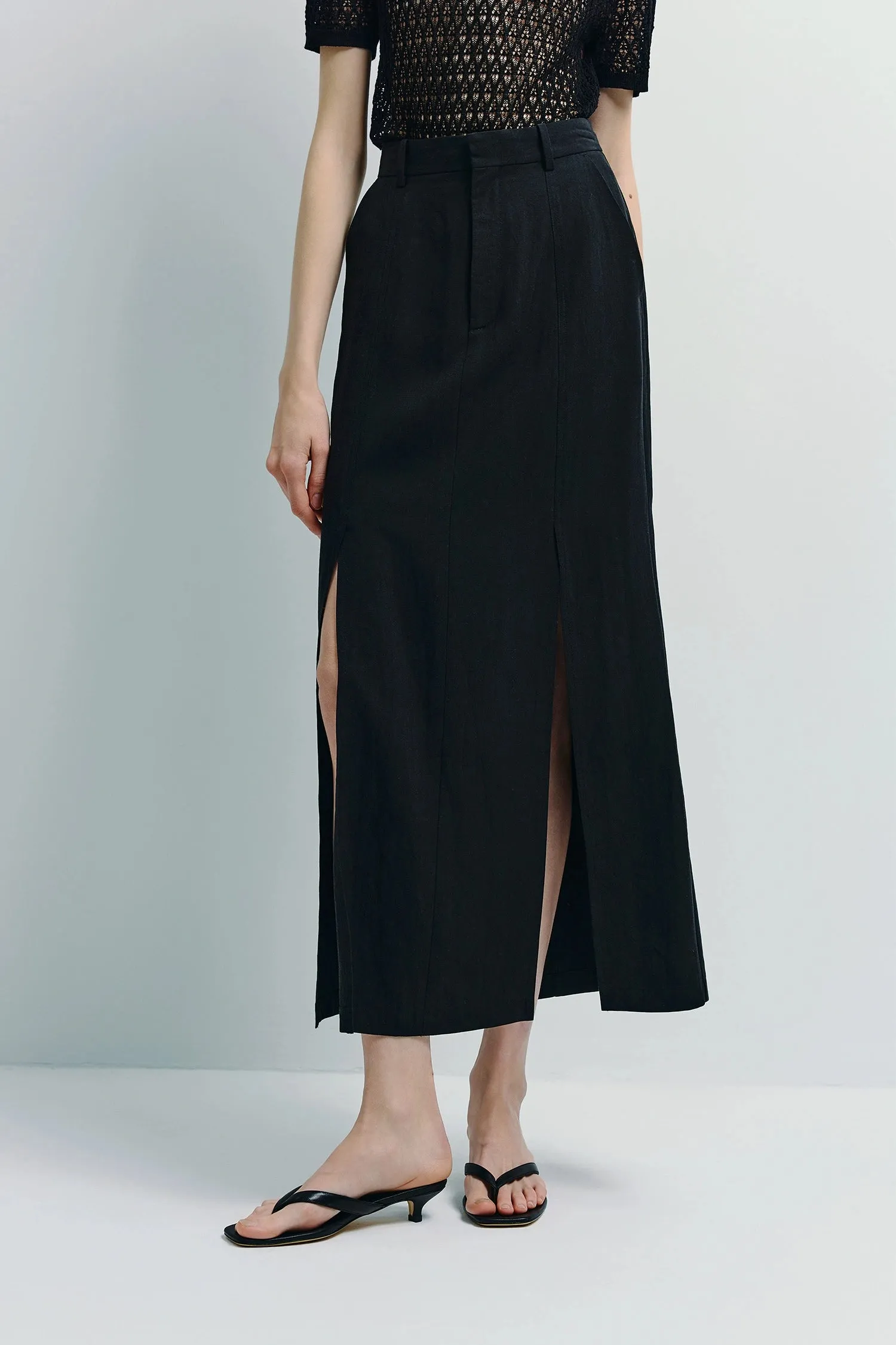 Mavis Slit Front Midi Skirt