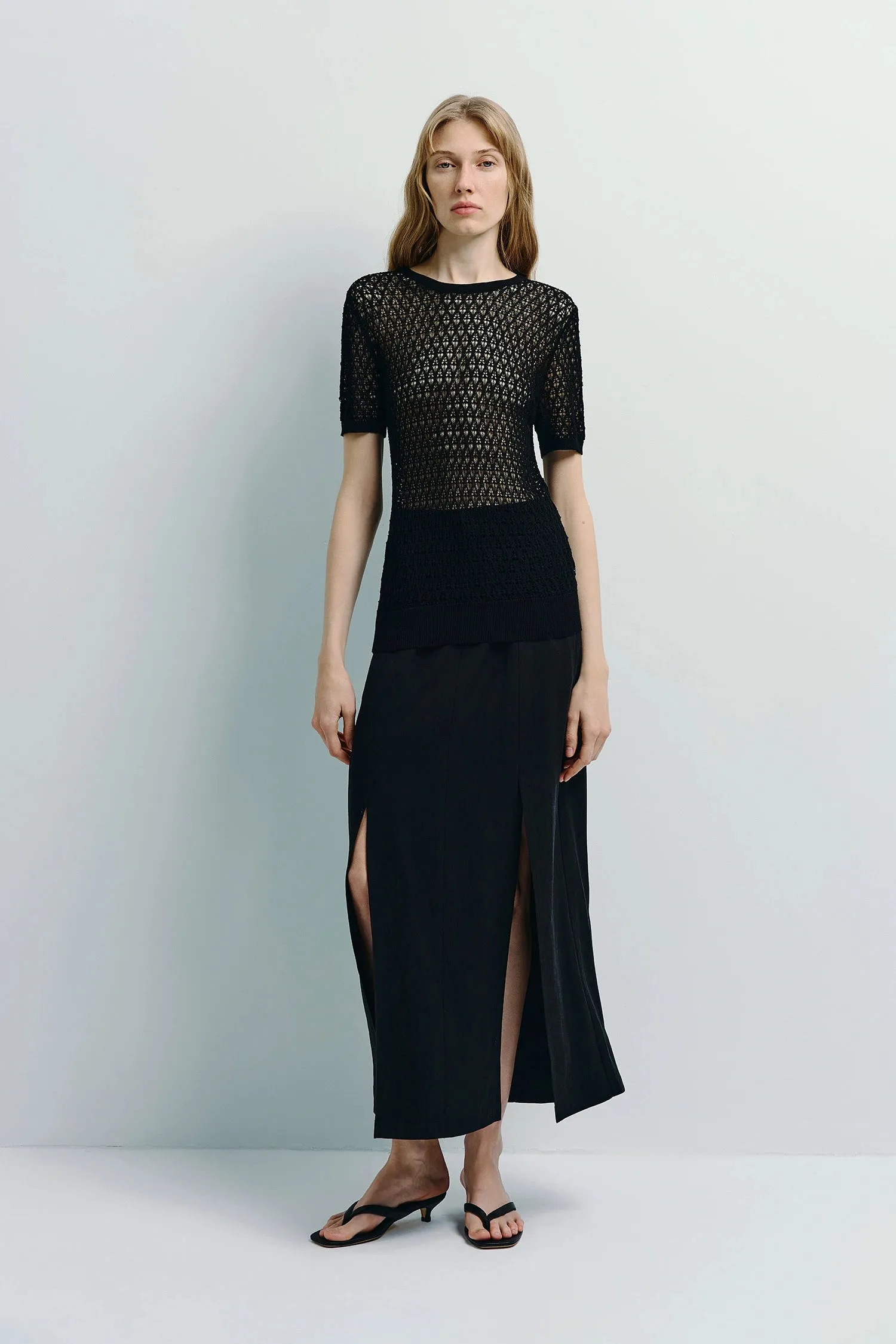 Mavis Slit Front Midi Skirt