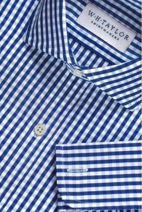 Navy Gingham Check Poplin Men's Bespoke Shirt