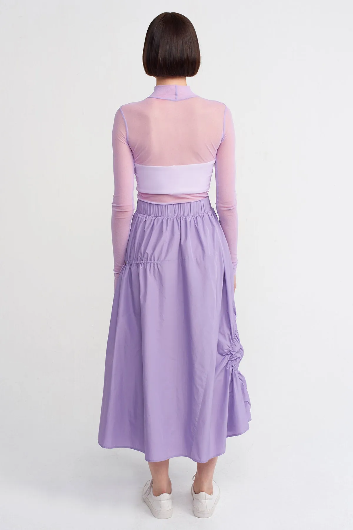 Nu Rubber Embroidered Taffeta Skirt Lilac