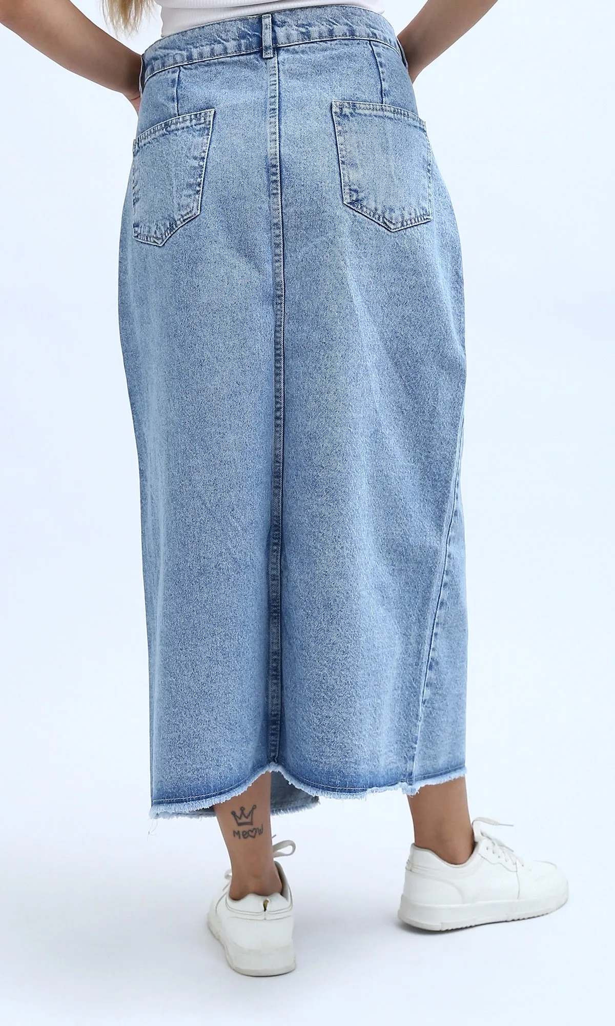O198719 - Buttoned Casual Jeans Skirt  - Light Jeans Blue