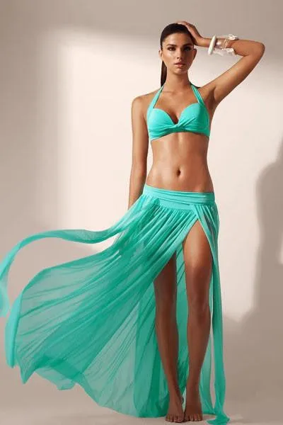 Open Front Mesh Skirt