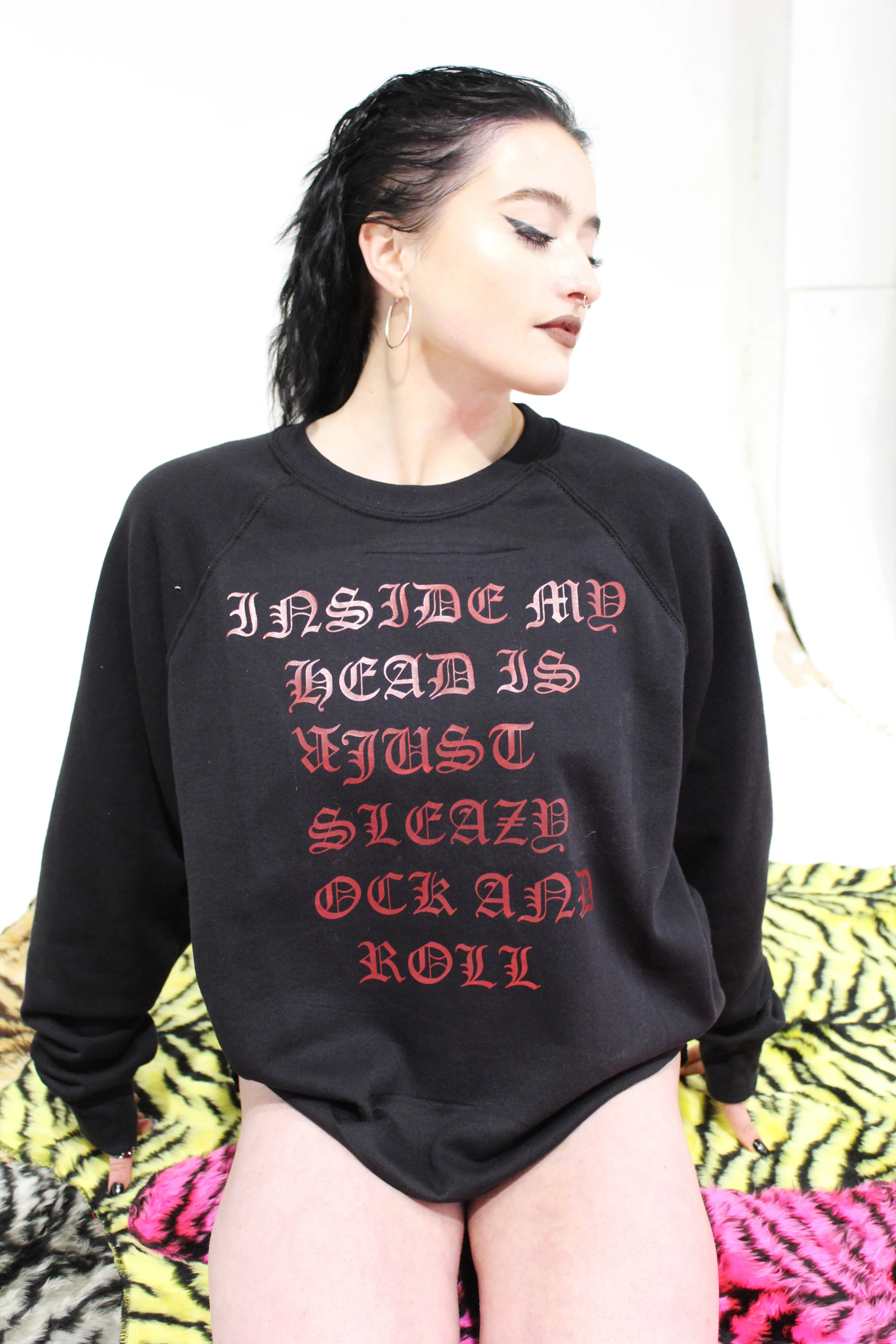 'Rock n roll' black oversized lounge jumper