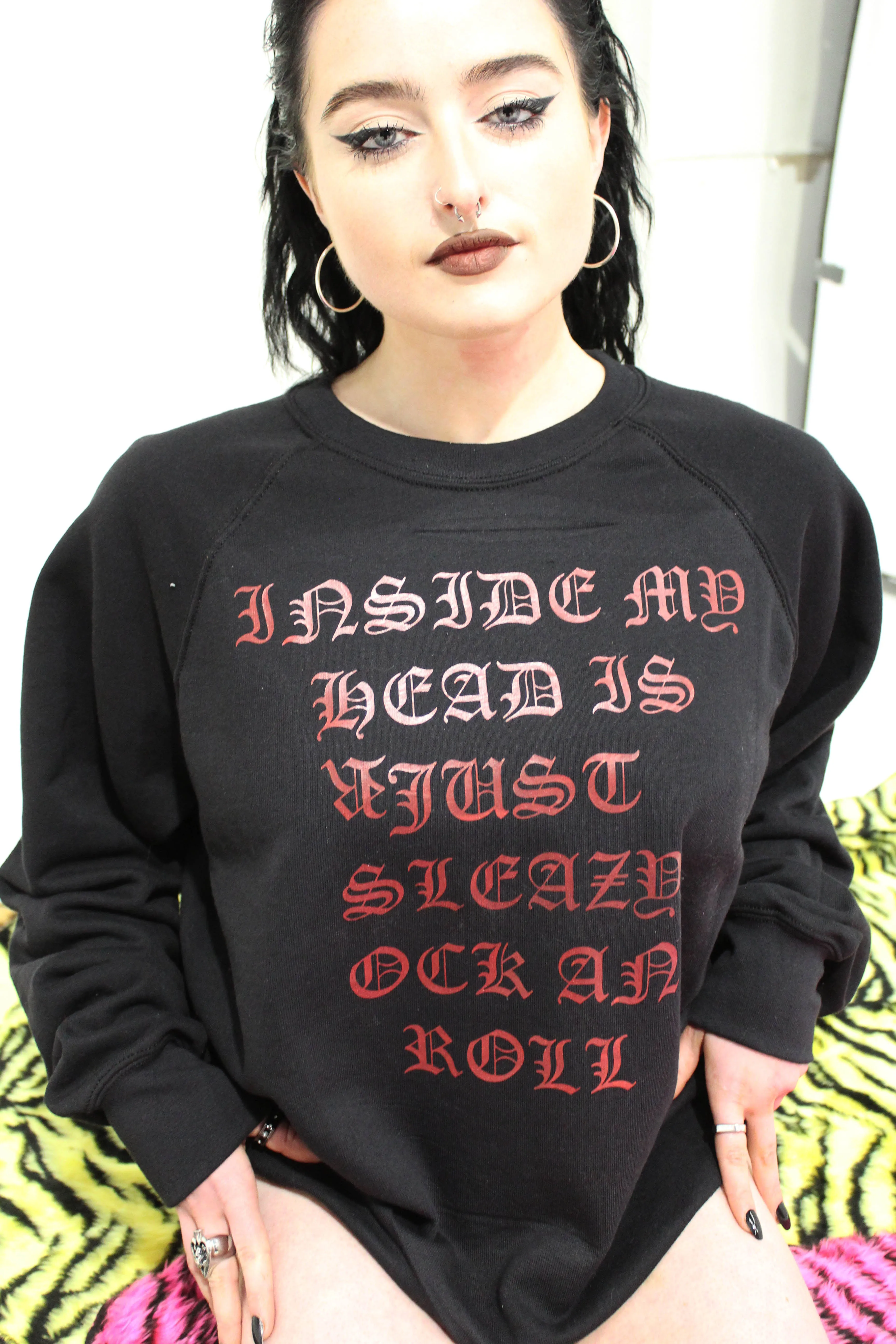 'Rock n roll' black oversized lounge jumper