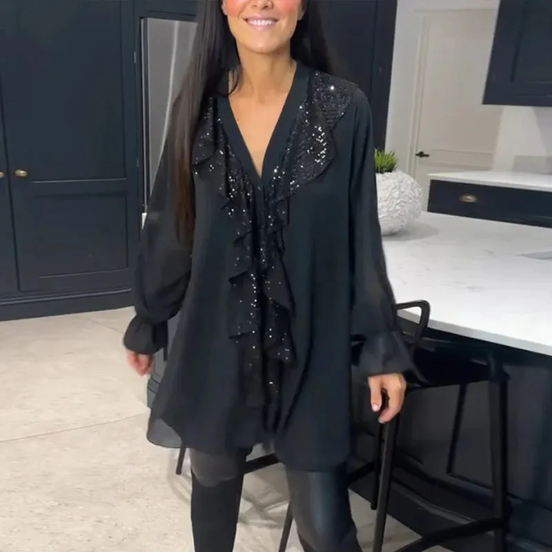 Ruffled elegant style blouse