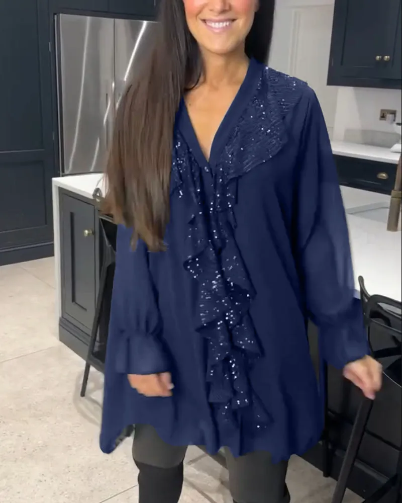 Ruffled elegant style blouse