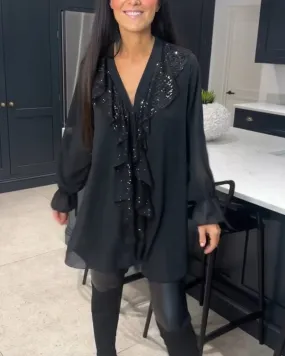 Ruffled elegant style blouse
