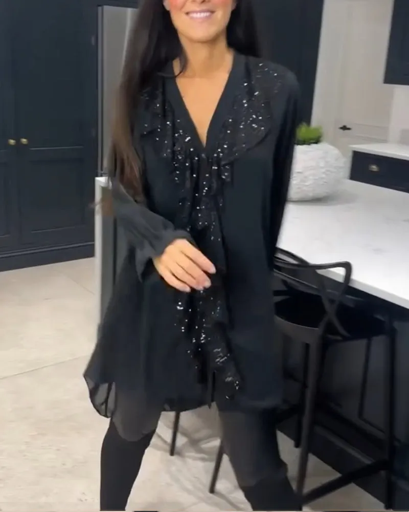 Ruffled elegant style blouse