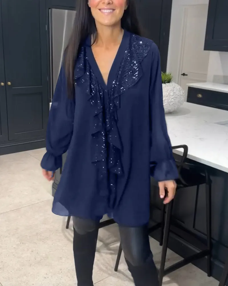 Ruffled elegant style blouse