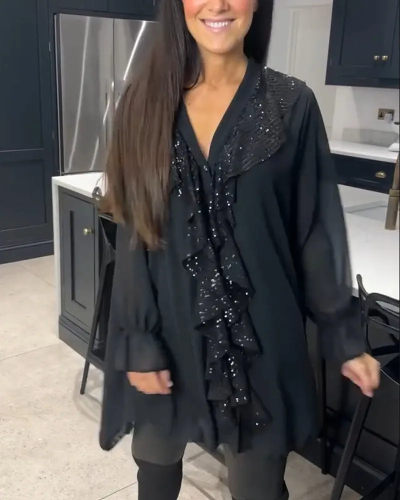 Ruffled elegant style blouse