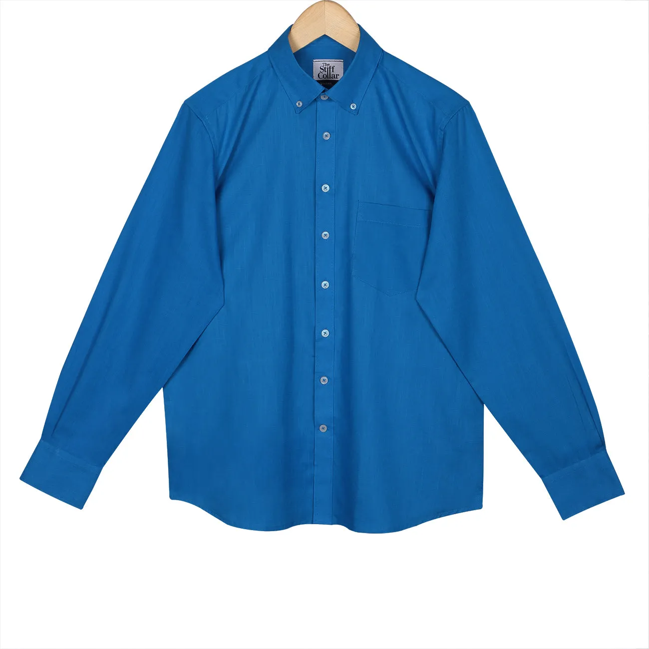 Sapphire Blue Button Down Cotton Linen Shirt