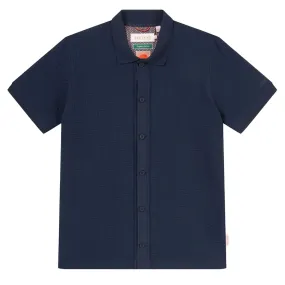 Sealskinz Stokesby SS Button Through Jacquard Polo Shirt Navy