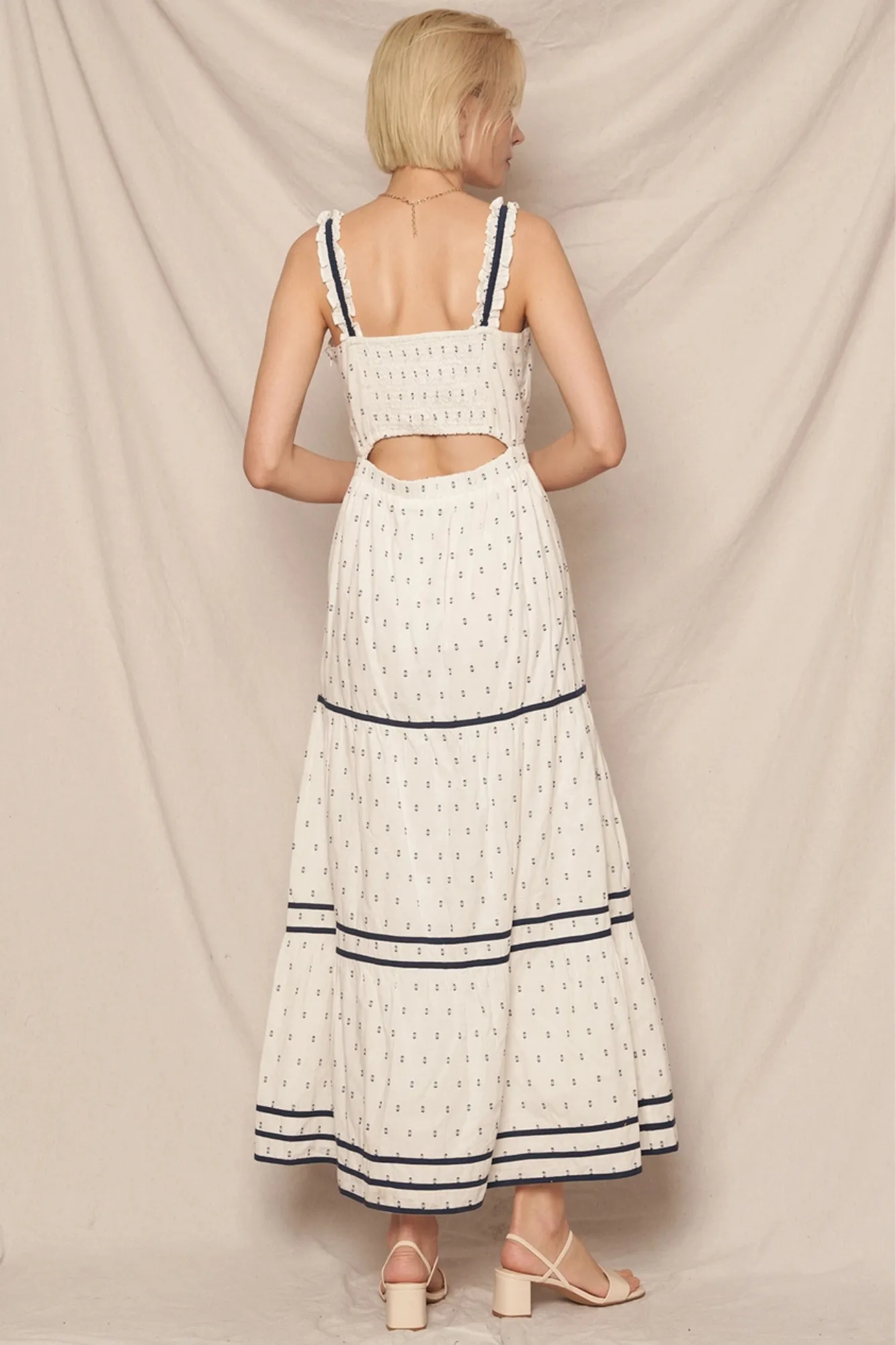 Sleeveless Open-Back Tiered Maxi Dress