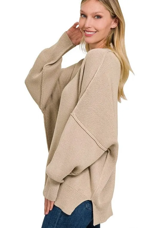 Stylish Comfy Fashion Side Slit Oversized Sweater