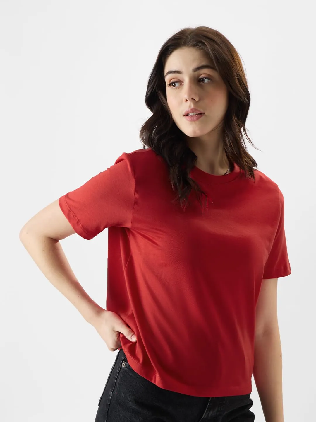 The Souled Store Solid :Red Women T-Shirts