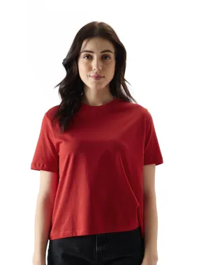The Souled Store Solid :Red Women T-Shirts