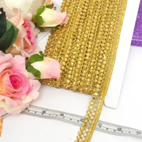 Zari Gold With Kundan Lace Braided Trim By The Meter