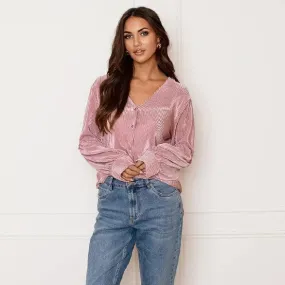 Zaria Blouse | Elegante blouse met geribbeld ontwerp, V-hals en lange mouwen voor dames